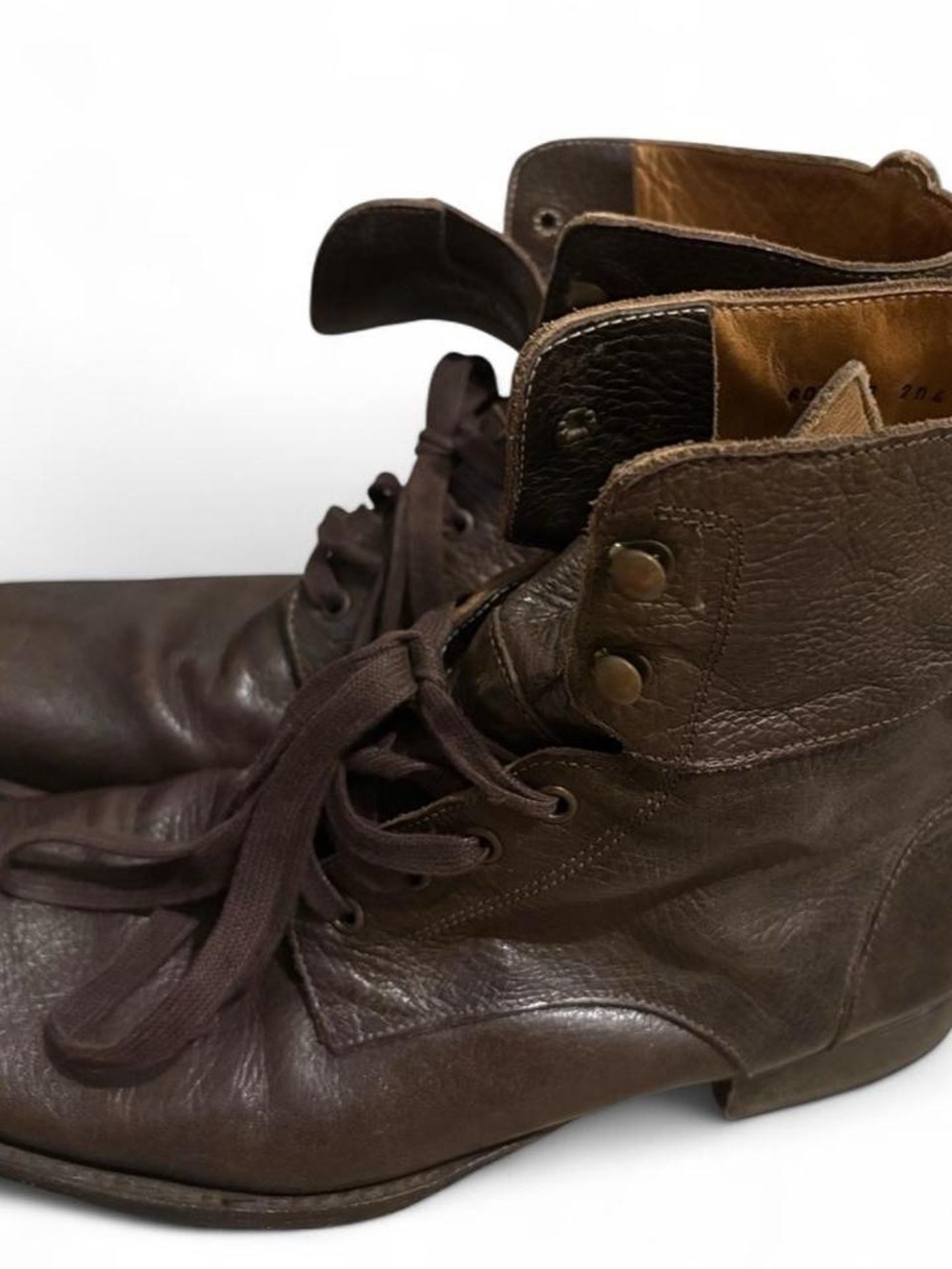 John Varvatos Men’s Dark Brown Leather Lace-Up Ankle Boots Size 10